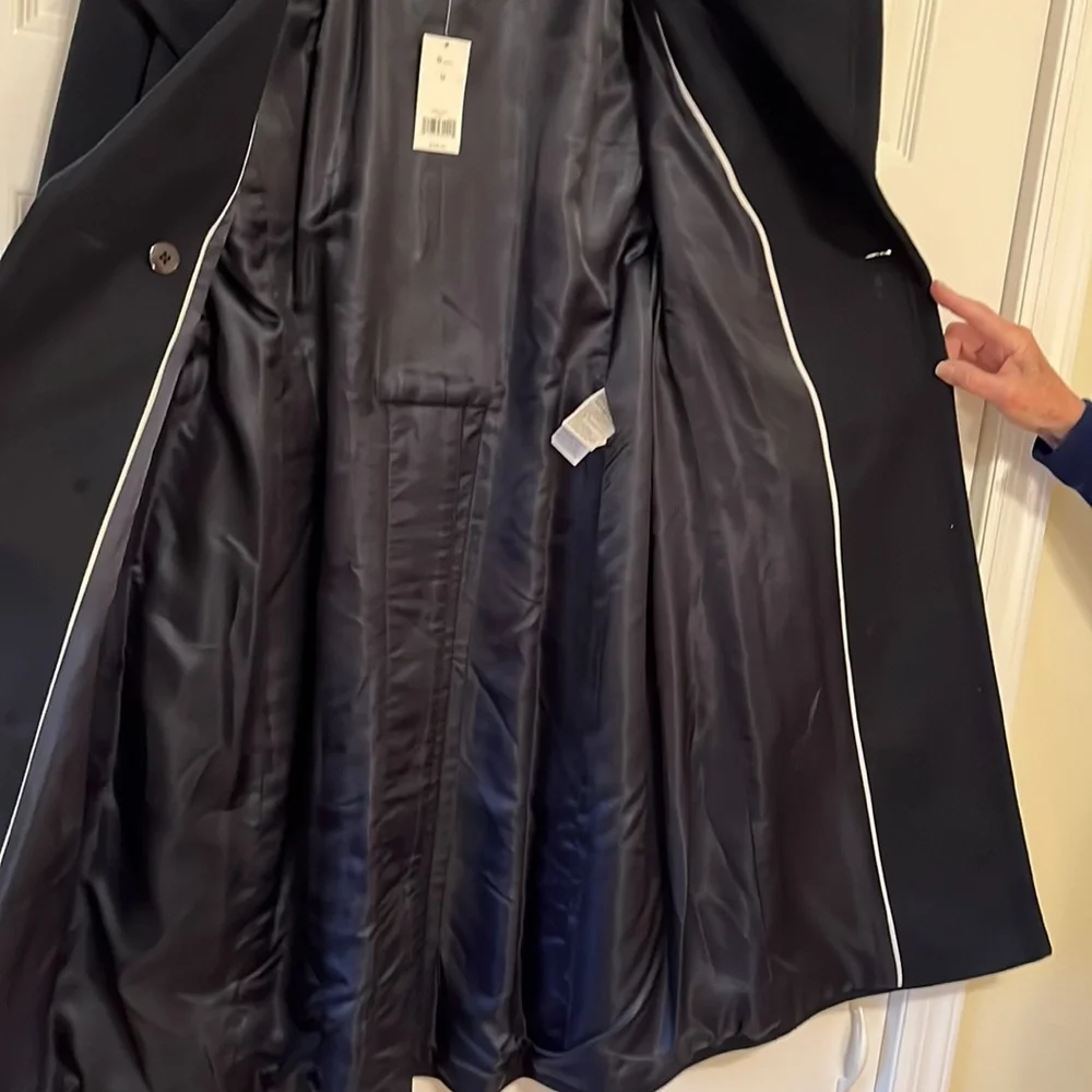 Banana Republic Navy Blue Double Breasted Wool Winter Coat Size M - Picture 12 of 12